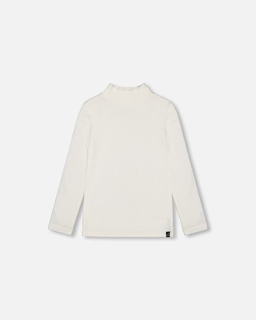 DEUX PAR DEUX DEUX PAR DEUX LITTLE GIRL'S SUPER SOFT BRUSHED MOCK NECK TOP OFF WHITE