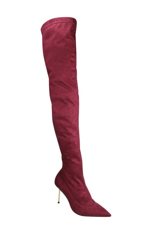 Kiki Over the Knee Pointed Toe Boot in Burgundy