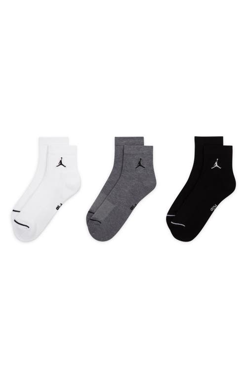 Shop Jordan Assorted Pack Of 3 Everyday Ankle Socks In White/grey/black