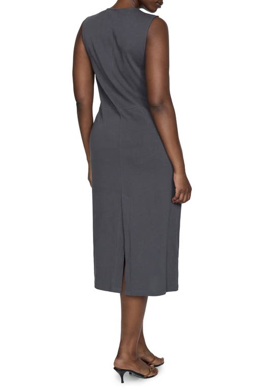 Shop Mango Center Knot Cotton Midi Dress In Grey