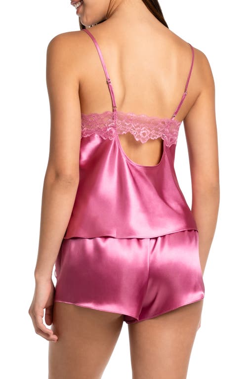 In Bloom By Jonquil Joelle Lace Trim Satin Short Pajamas In Cedar Rose