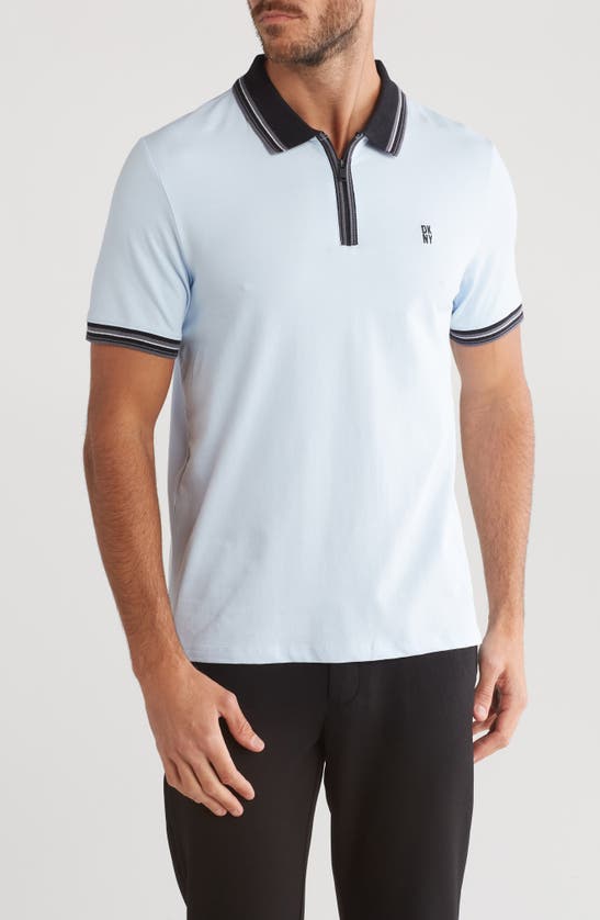 Shop Dkny Sportswear Emery Stretch Cotton Polo In Skyfall