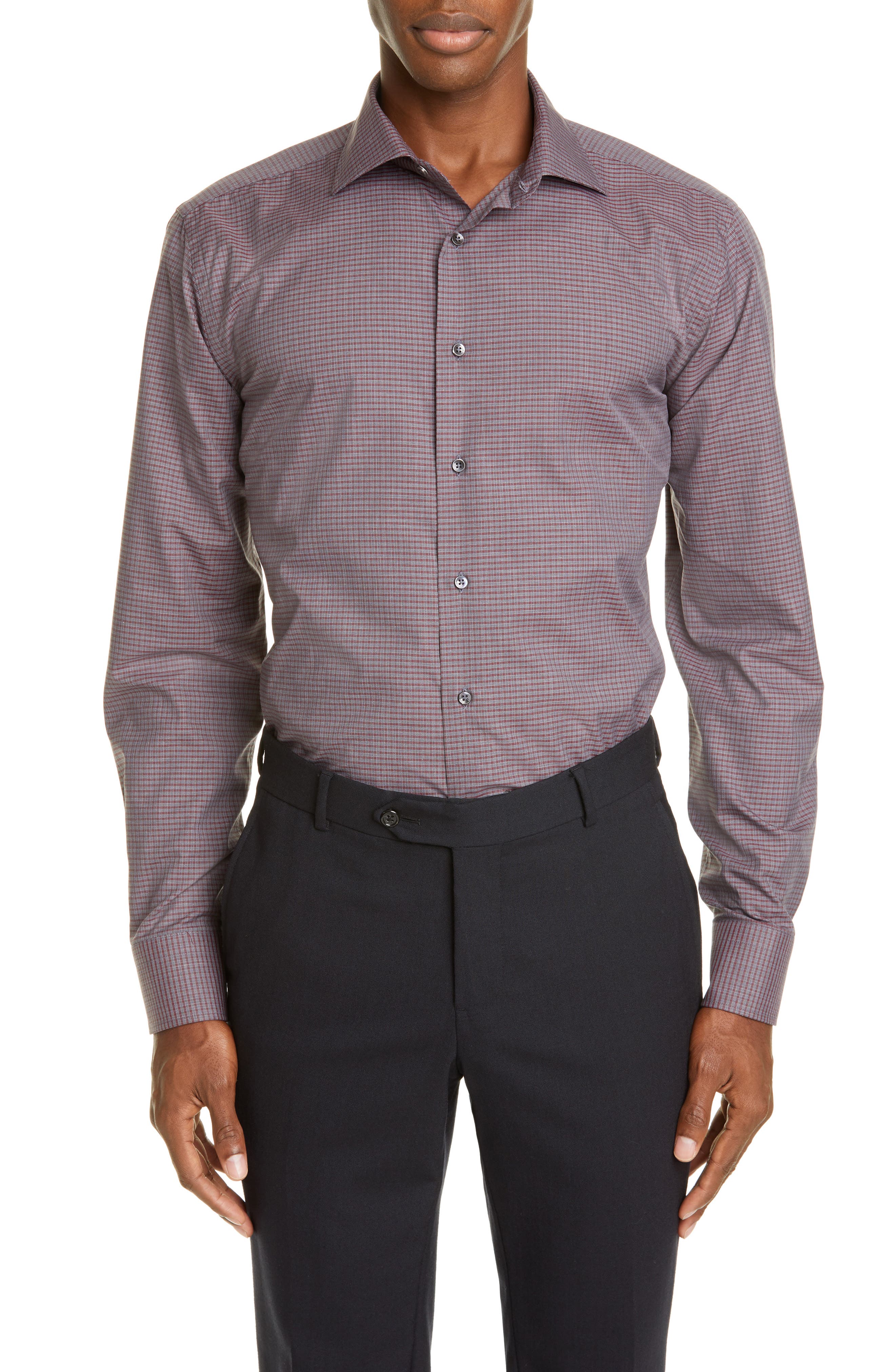 Canali Regular Fit Plaid Dress Shirt Nordstrom