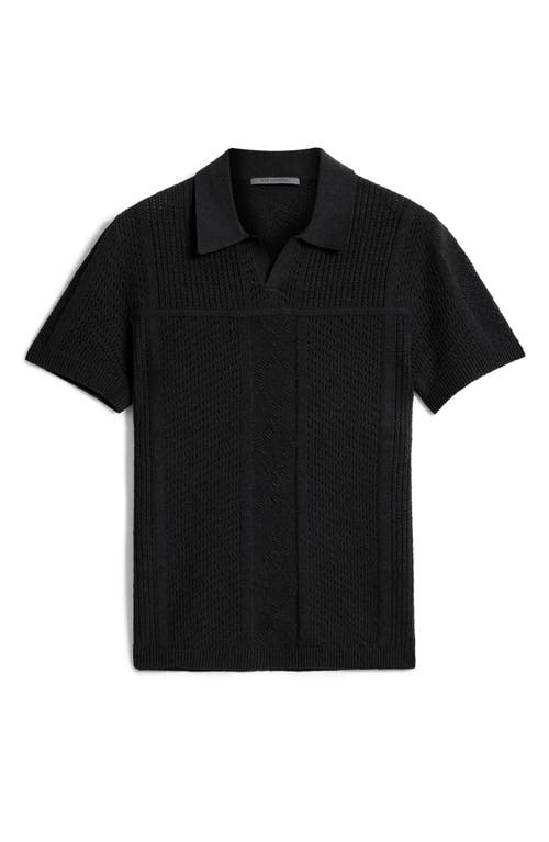 Shop John Varvatos Theo Pointelle Polo Sweater In Black