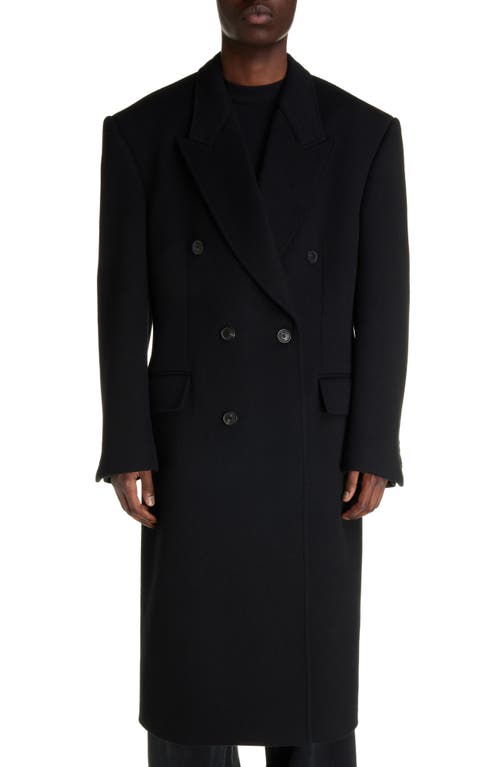 Double Breasted Wool Topcoat in Black