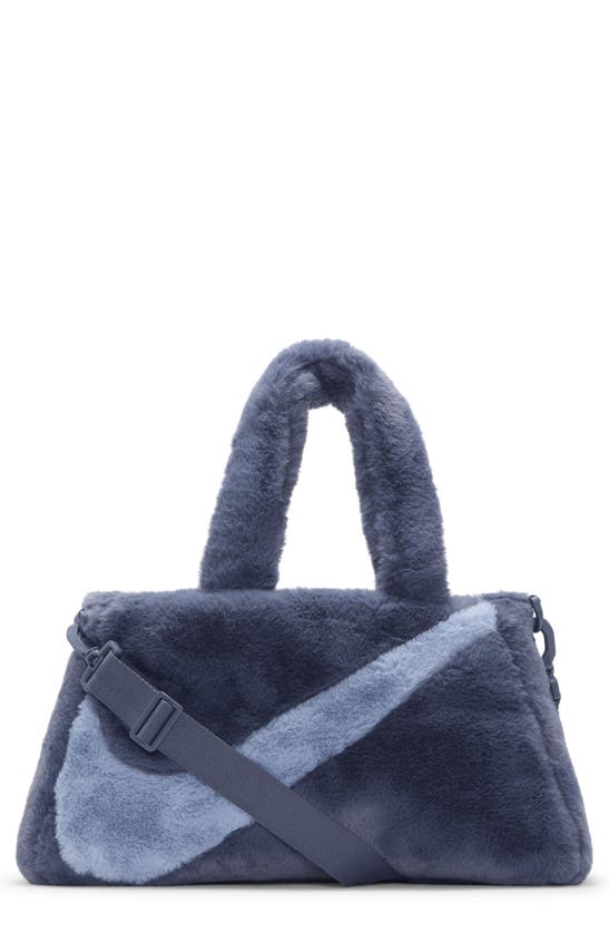 Nike Faux Fur Crossbody Bag In Diffused Blue/ Blue Bliss