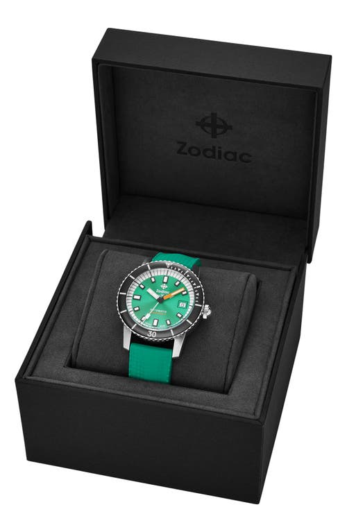 Shop Zodiac Super Sea Wolf Rubber Strap Watch, 40mm In Green