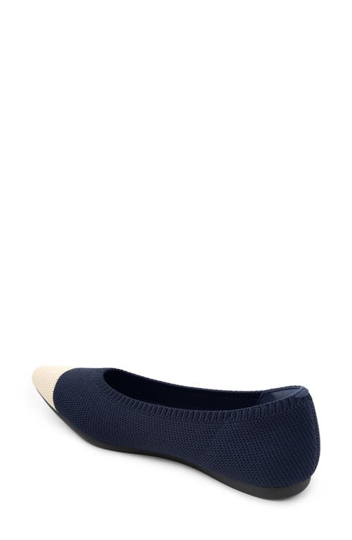 Vivaia Aria 5º Pointed Toe Flat In Navy/almond Tip