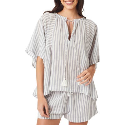 The White Company Tassel Tie Cotton Pajama Top, White