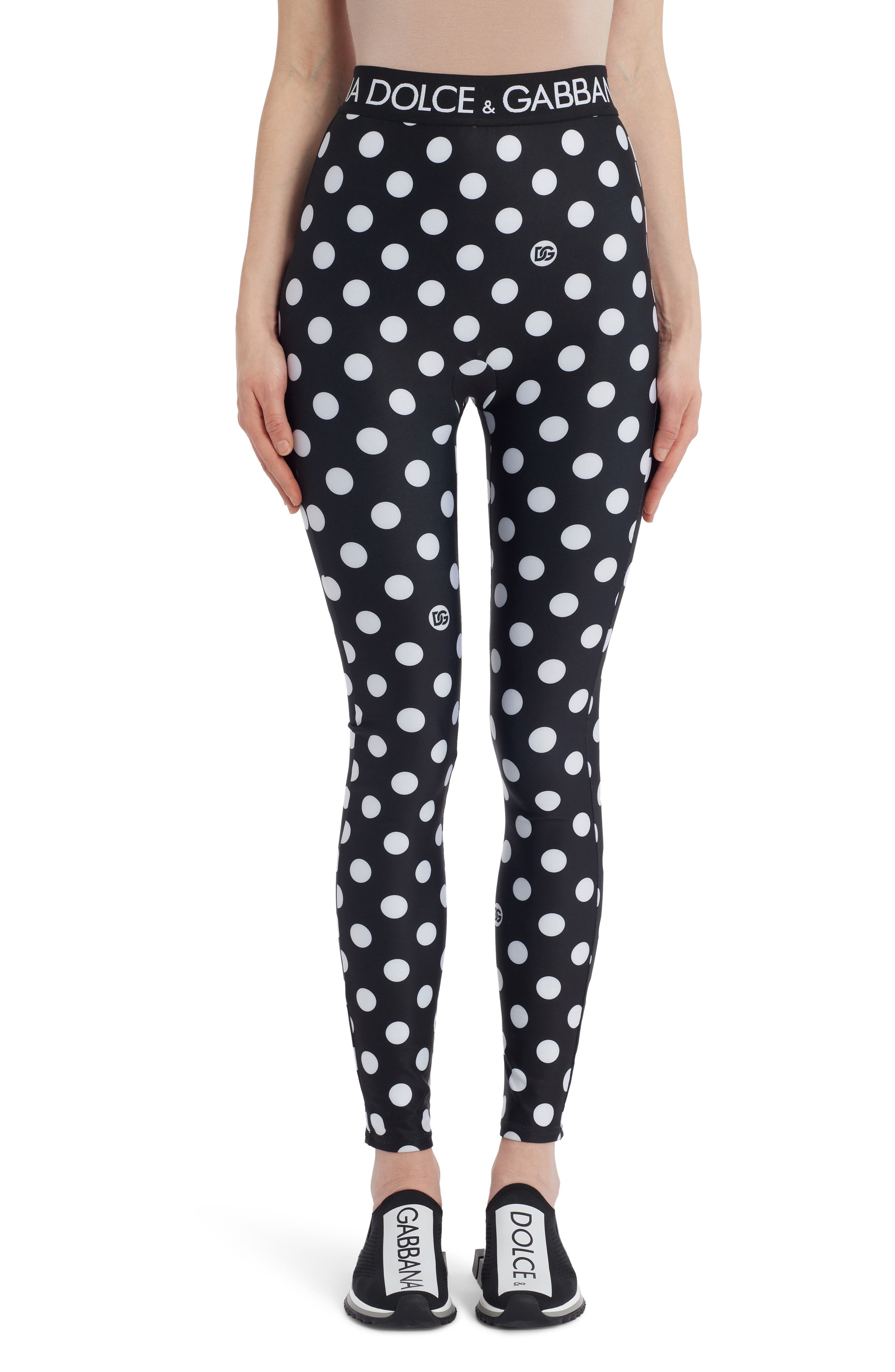 Polka Dot Leggings w/ Logo Band | Smart Closet