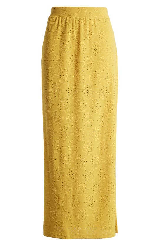 Shop Something New Anne Eyelet Skirt In Spicy Mustard