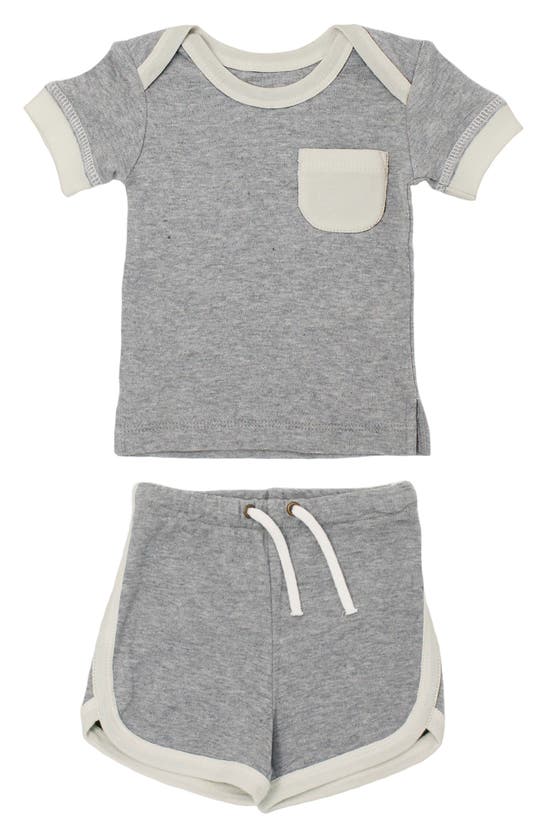 L'ovedbaby Babies' Organic Cotton T-shirt & Shorts Set In Stone Heather