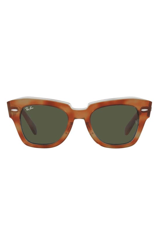 Ray Ban State Street 49mm Small Square Sunglasses In Havana Green / Green