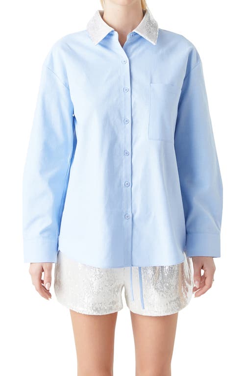 Shop Grey Lab Oversize Oxford Button-up Shirt In Blue Multi