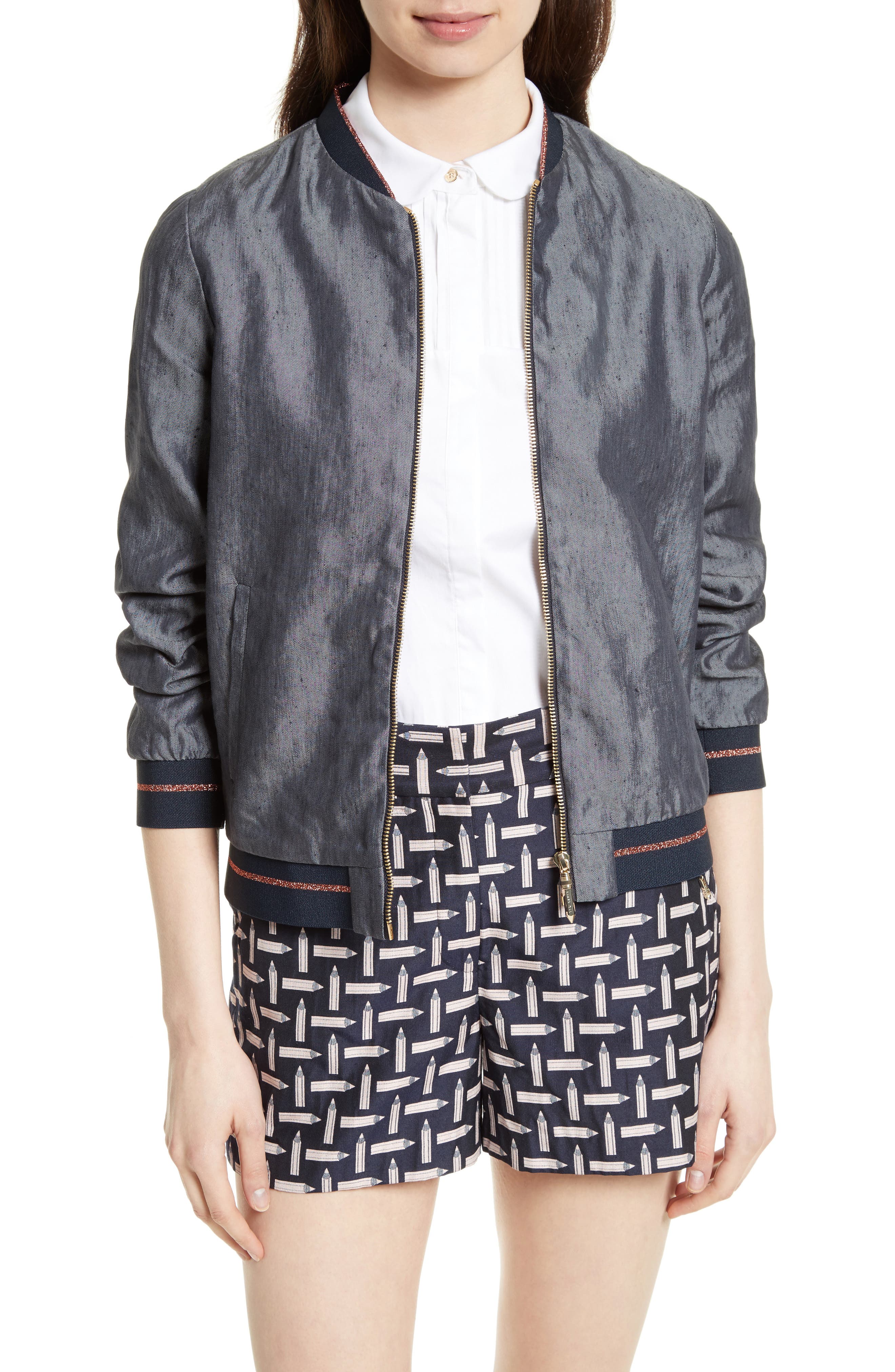 Ted Baker London Cannock Linen Blend Bomber Jacket Nordstrom