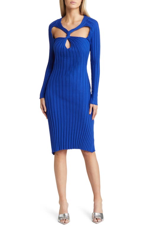 Amy Lynn Cutout Long Sleeve Sweater Dress in Blue