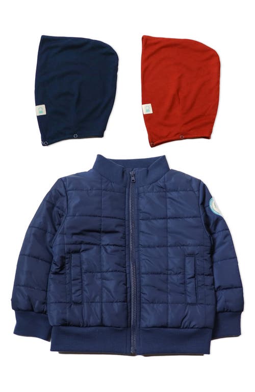 THOUGHTFULLY HOODED Puffer Jacket with Removable Hood in Navy