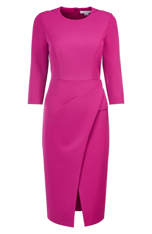 Shop Kay Unger Doreen Midi Sheath Dress In Vivid Berry