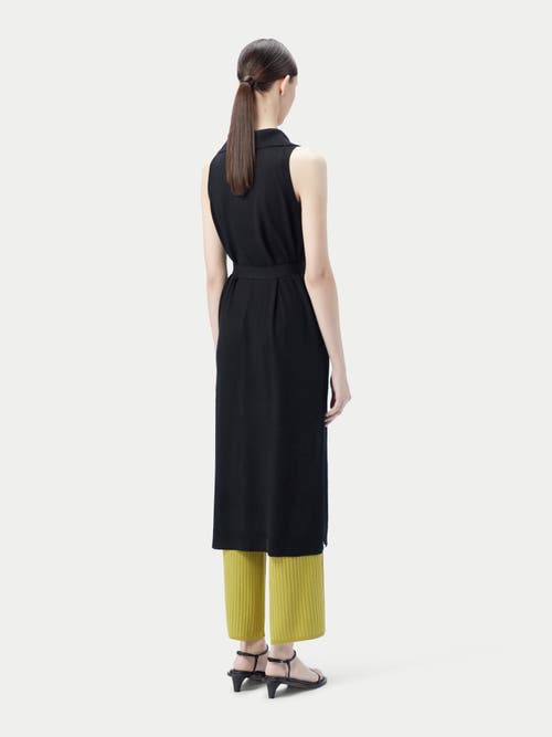 Gobi Mongolian Cashmere Sleeveless Silk Cashmere Polo Dress In Black
