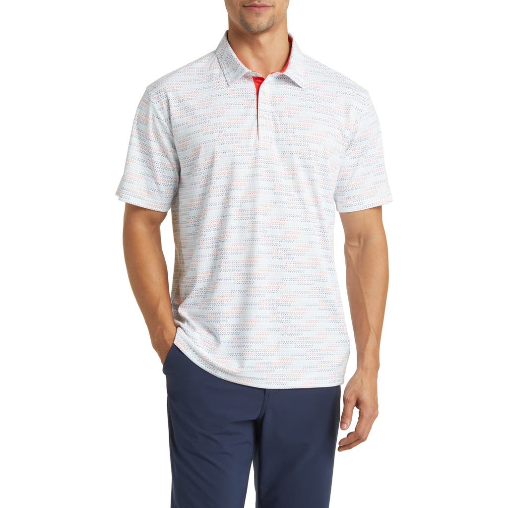 Swannies Carlson Modern Fit Stripe Performance Golf Polo In Gray