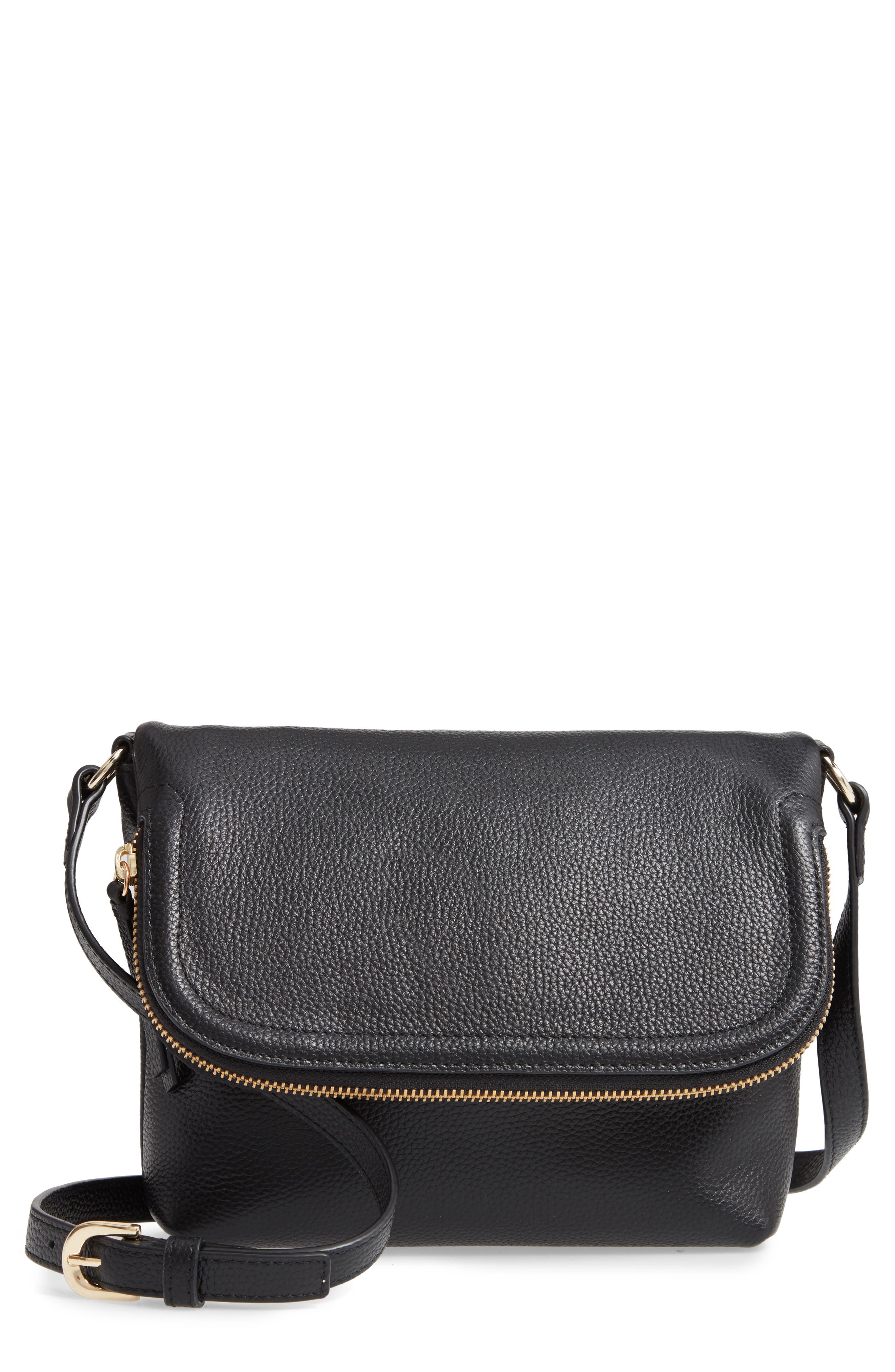 leather crossbody purse black