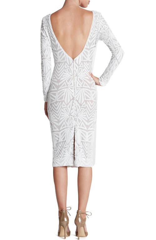 Shop Dress The Population Emery Long Sleeve Sequin Cocktail Dress In White/nude