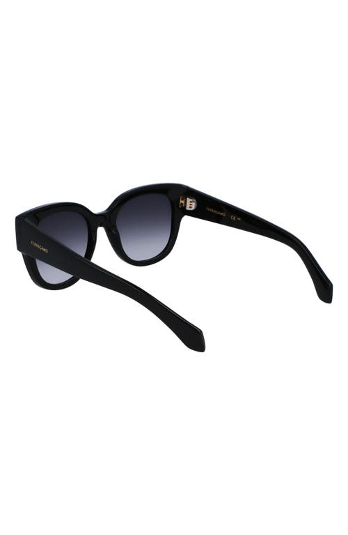 Ferragamo Rivet Rounded Cat Eye Sunglasses, 51mm In Black