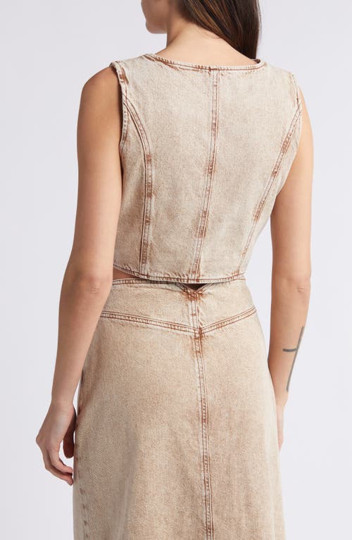 Treasure & Bond Fitted Denim Vest In Beige Khaki