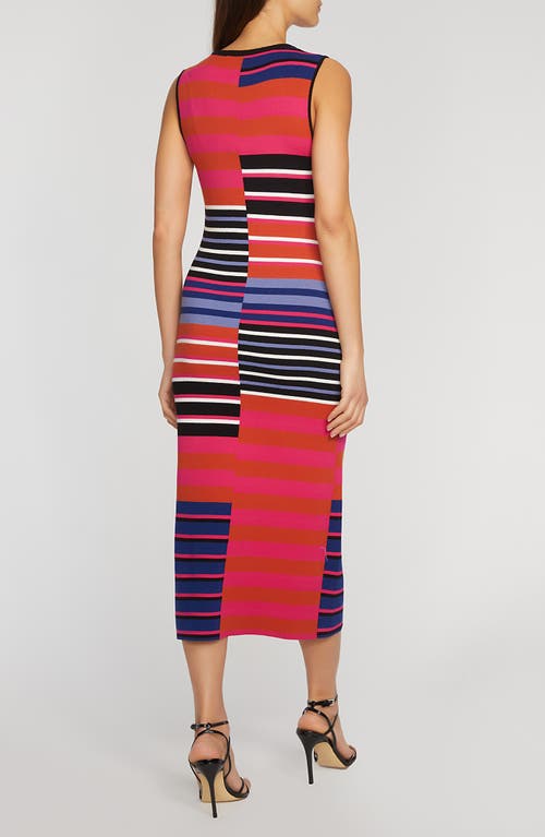 Shop Elie Tahari The Selina Midi Sweater Dress In Garden Stripe