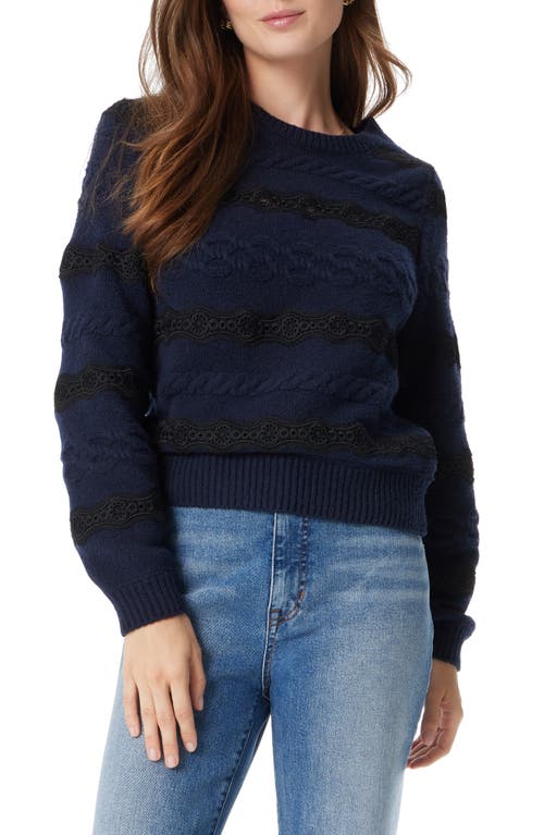 Sam Edelman Jette Lace Inset Cable Jumper In Navy