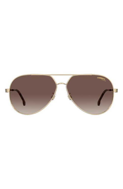 63mm Polarized Oversize Aviator Sunglasses in Gold Havana/Brown Polar