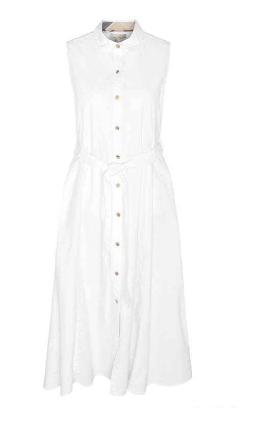 Barbour Reil Sleeveless Stretch Cotton Shirtdress In White