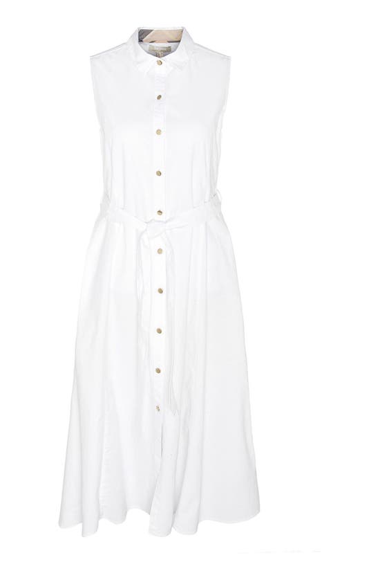 Shop Barbour Reil Sleeveless Stretch Cotton Shirtdress In White