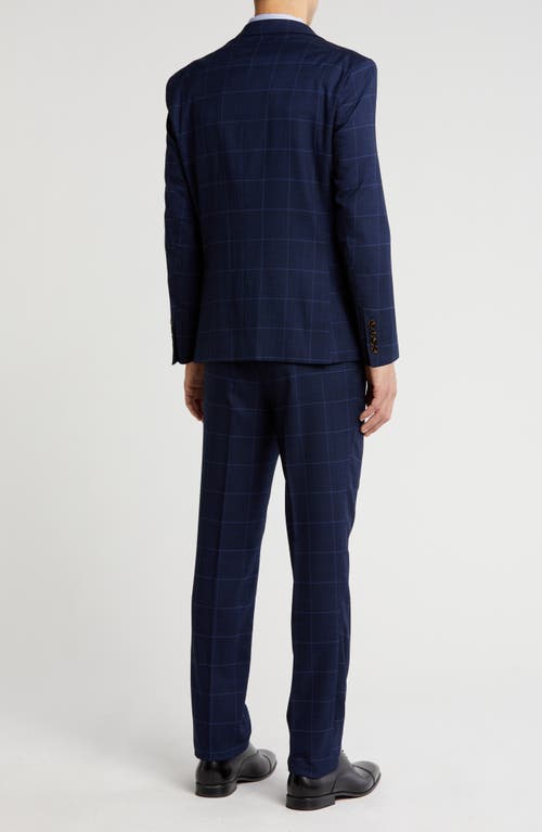 Gino Vitale Slim Fit 3-piece Blue Check Suit In Midnight Blue