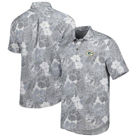 Tommy Bahama Men's Gray Kansas City Chiefs Coconut Point Frondly Fan Camp  IslandZone Button-Up Shirt
