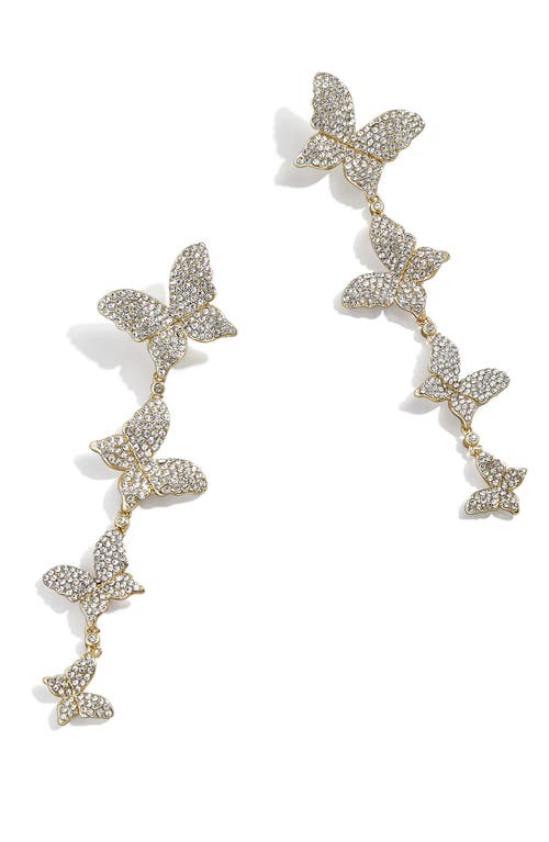 BaubleBar Pavé Butterfly Station Drop Earrings in Gold/Clear at Nordstrom