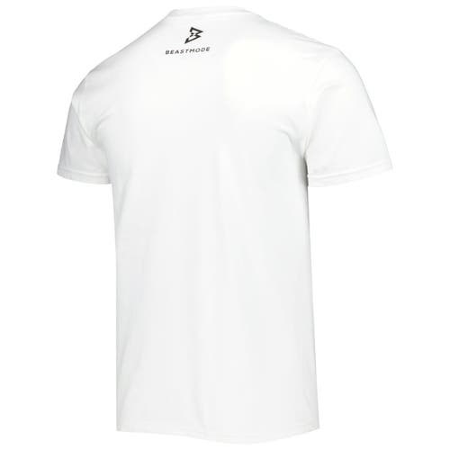 Men's White Beast Mode Logo Collegiate T-Shirt