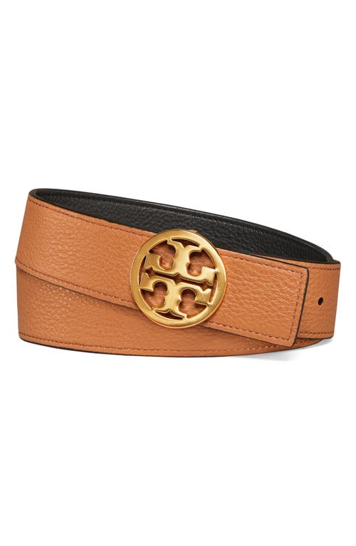 Tory Burch Reversible Logo Belt In Black/new Cuoio/gold