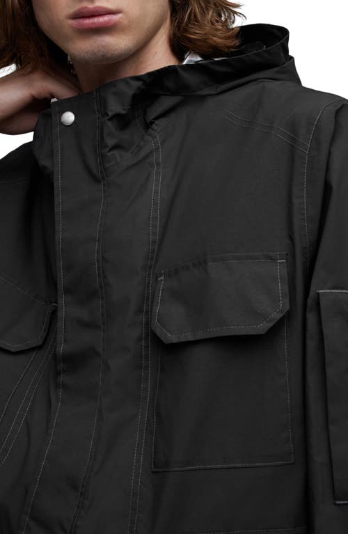 Shop Allsaints Tycho Water Repellent Hooded Utility Jacket In Black/silver