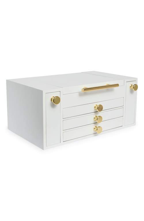 Wooden Jewelry Box in White- Gold