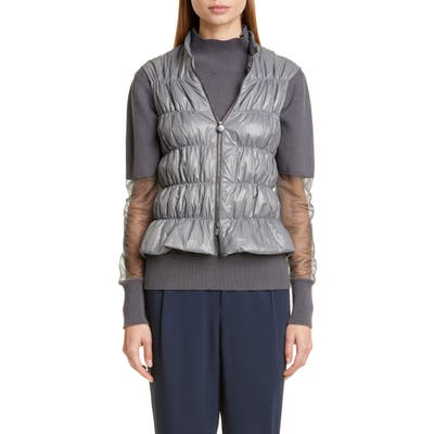 Fabiana Filippi Quilted Down Puffer Vest, US / 44 IT - Grey