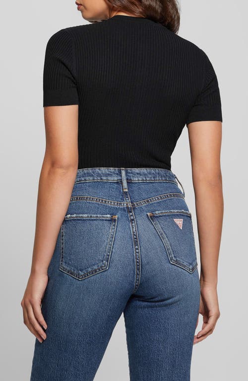 Shop Guess Anders Rib Henley Bodysuit In Jet Black