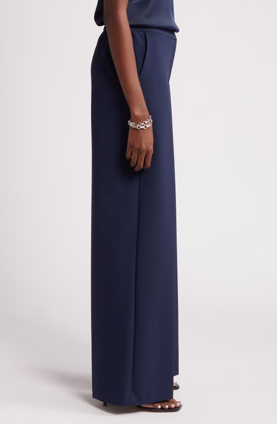 Shop Nordstrom Flat Front Wide Leg Pants In Navy Blazer