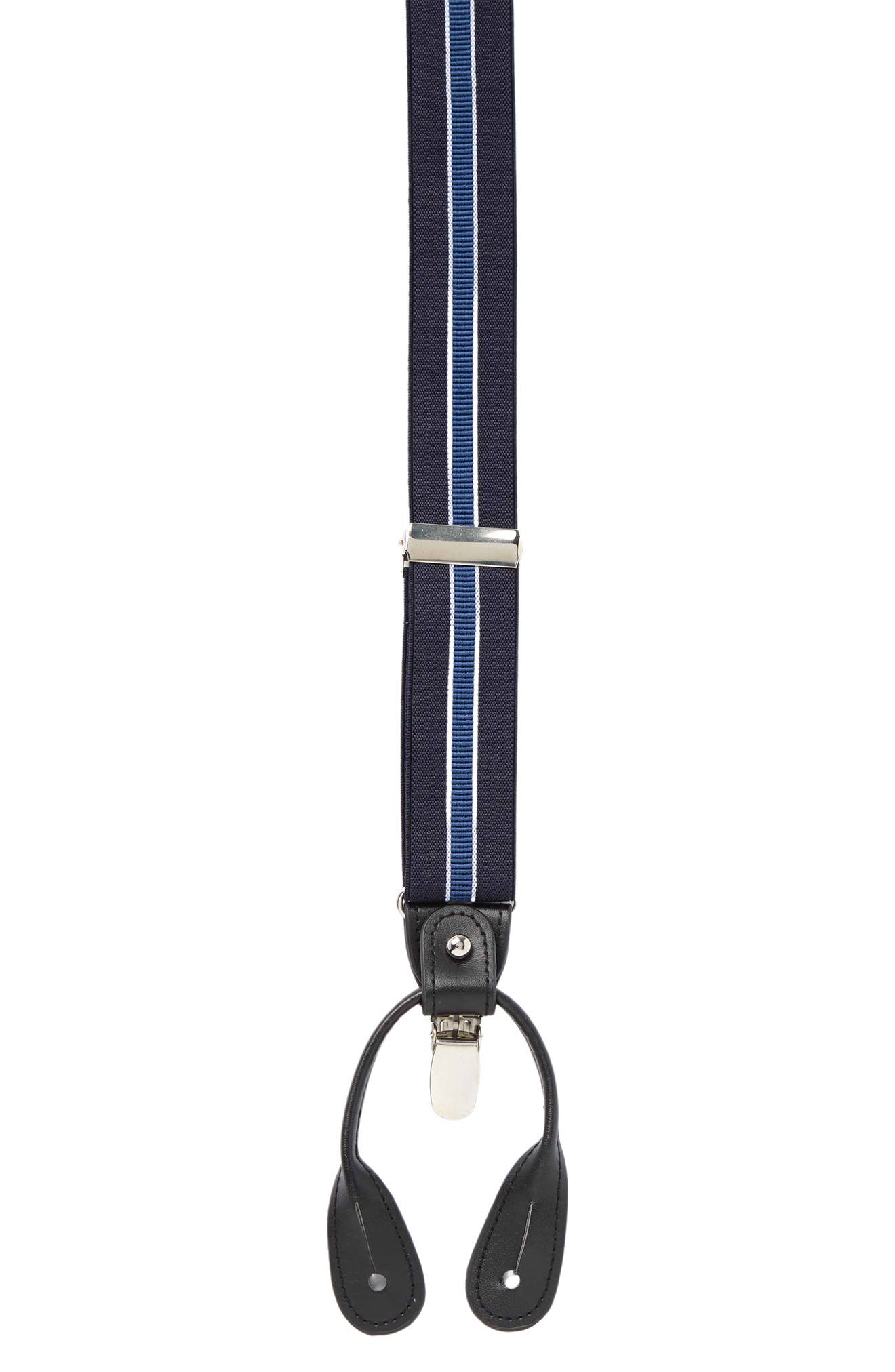 Ike Behar Navy Stripe Knit Suspenders