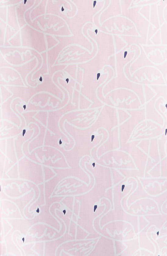 Shop Johnston & Murphy Flamingo Print Short Sleeve Cotton Button-down Shirt In Pink