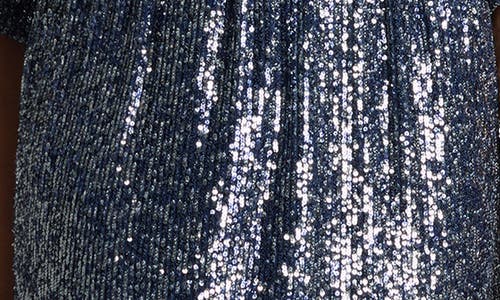 St John Sequin Embroidered Short-sleeve Midi Shirtdress In Royal Blue/ Silver Multi