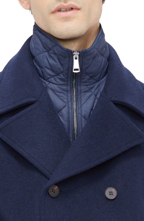 Shop Bugatchi Wool Blend Peacoat With Removable Bib In Navy