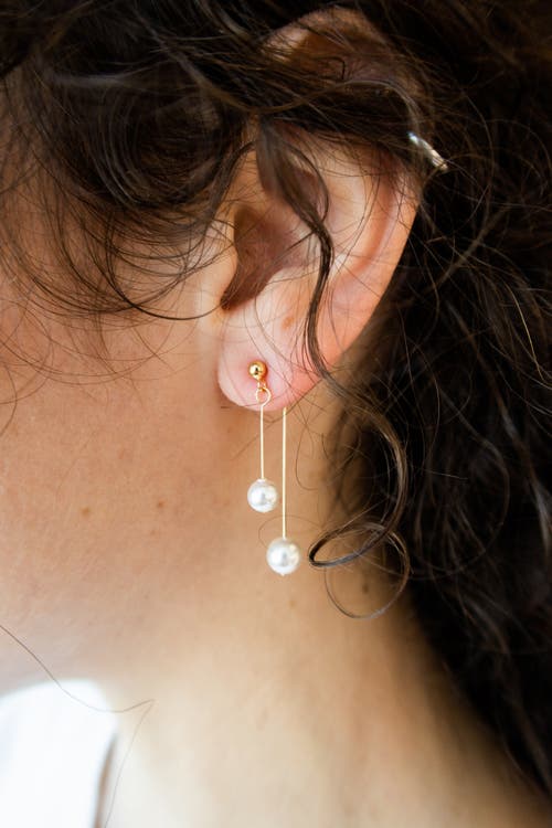 Seree Leighton Faux Pearl Pendant Earrings In White