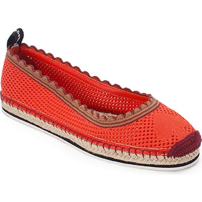 Kate Spade New York Knottingham Scalloped Knit Espadrille Flat, Orange