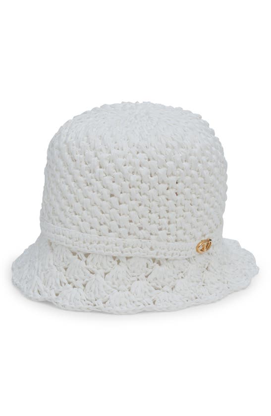 Shop Valentino Garden Vlogo Bucket Hat In Bianco/ Gold